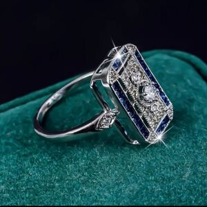 🔥NEW! Elegant Antique Style Sapphire CZ Ring Sz 6